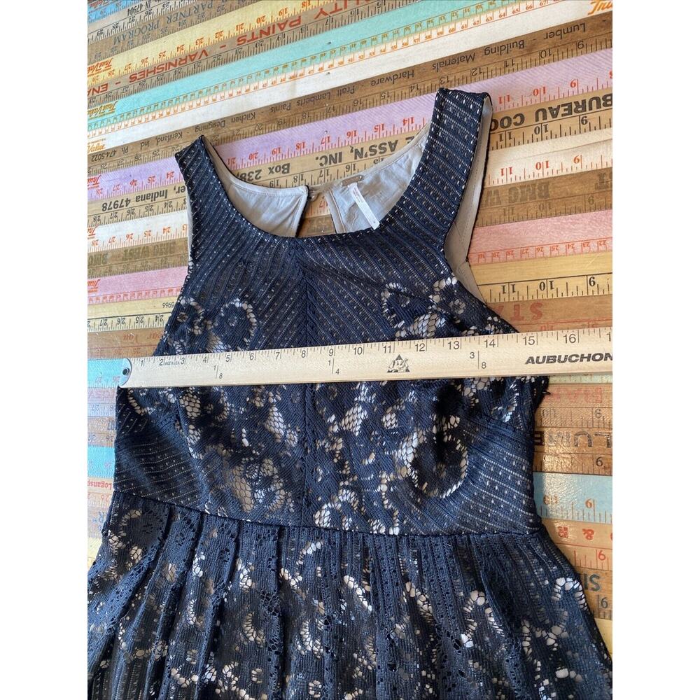 Free People Rocco Dress Black Lace Overlay Sleeveless Open Back Sz 4 Mini Sheer - Picture 12 of 13